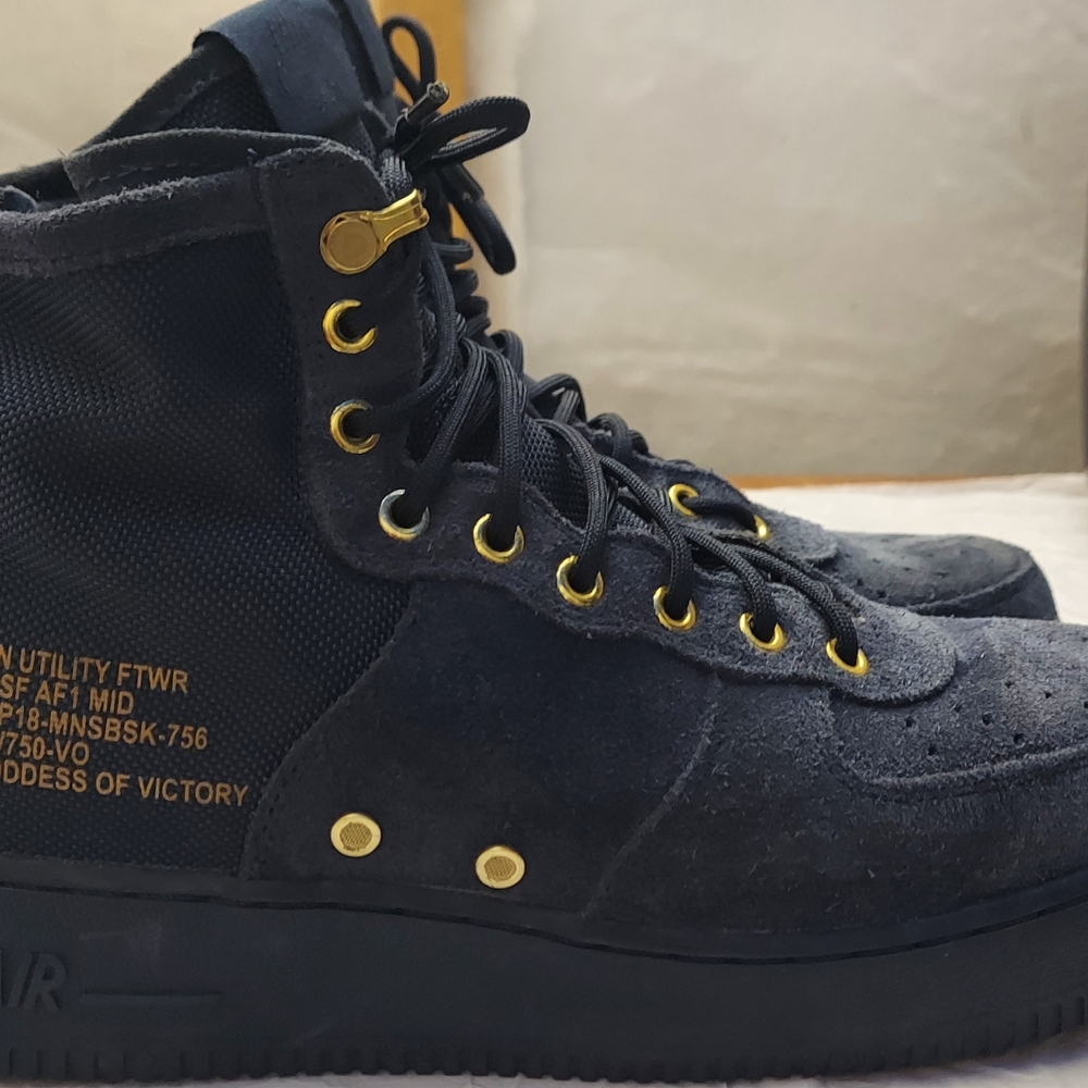 Nike Black and Gold Mid-Top Sneakers - Picture 1 of 7